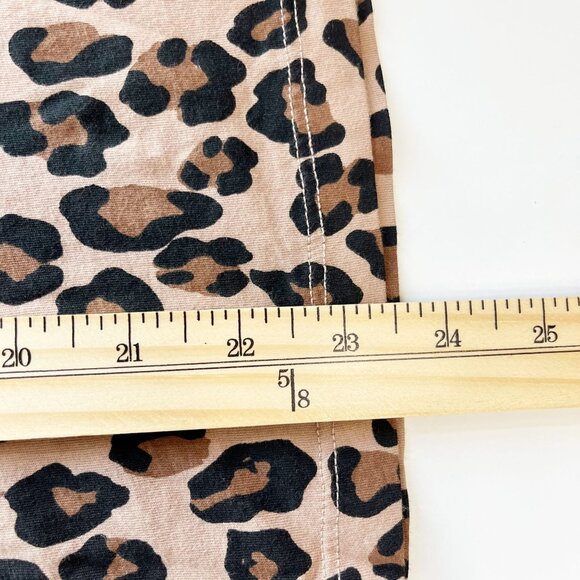 Monrow Brown Leopard Print Short Sleeve Shirt Crewneck Cotton - Size Medium - Picture 6 of 6